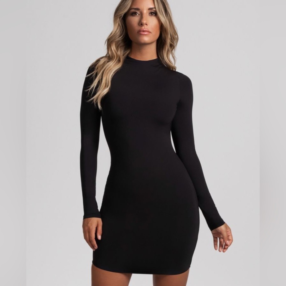 Meshki black long sleeve mini bodycon dress - size XS